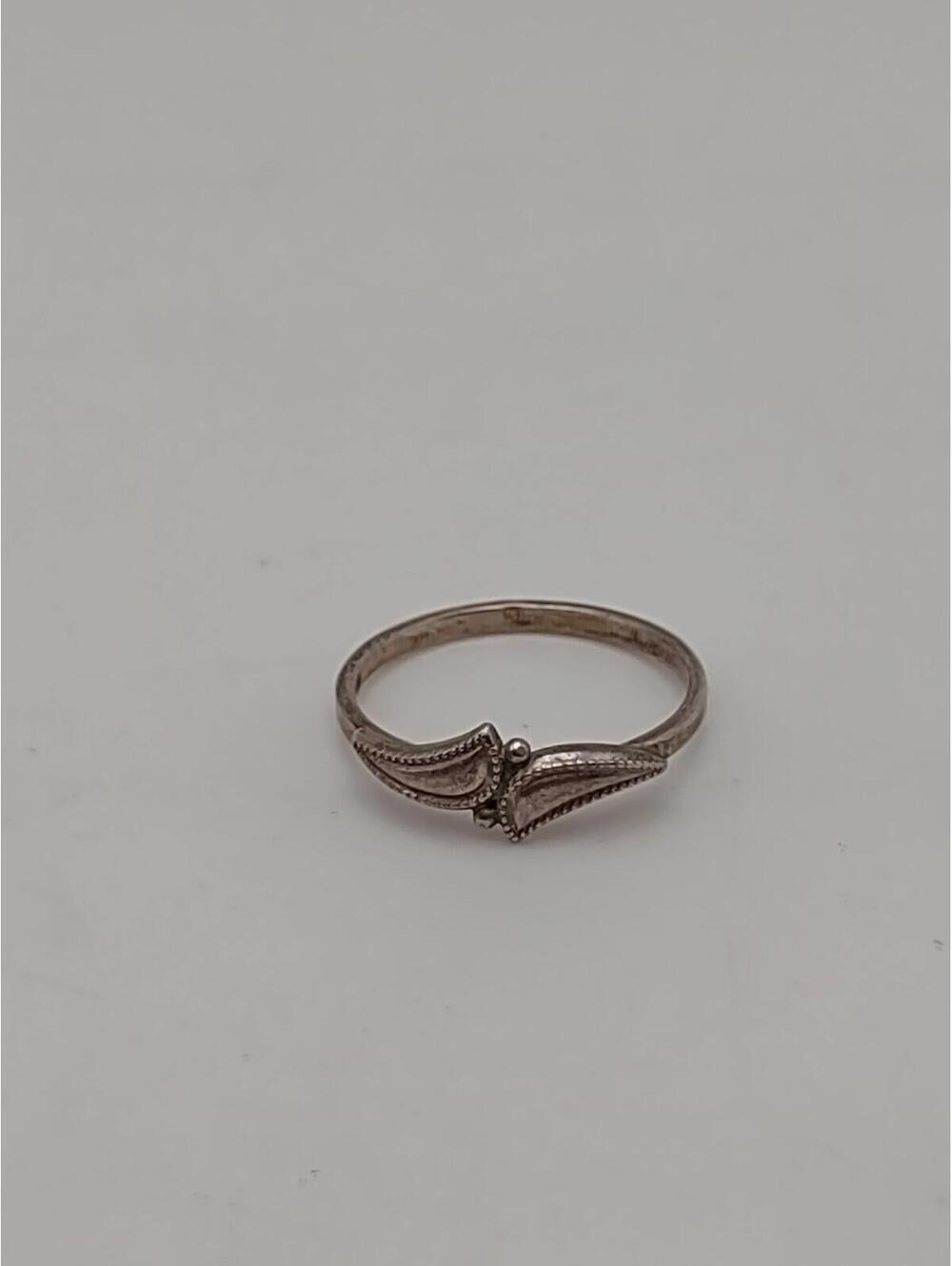 VTG Sterling Silver Leaf Feather Ring 925 Boho Stacking 7.5